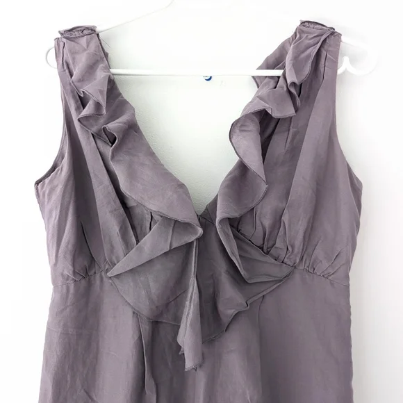 Margit Brandt Danish Designer Romatic Ruffled Lavender Mini Dress * Size Medium - Picture 2 of 8